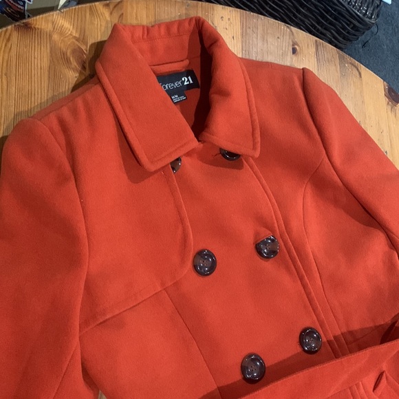 Forever 21 - NWOT Women’s Orange Peacoat - Size Medium - Picture 2 of 6